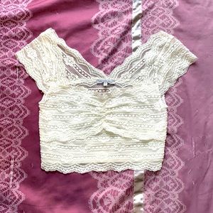 White Lace Crop Top